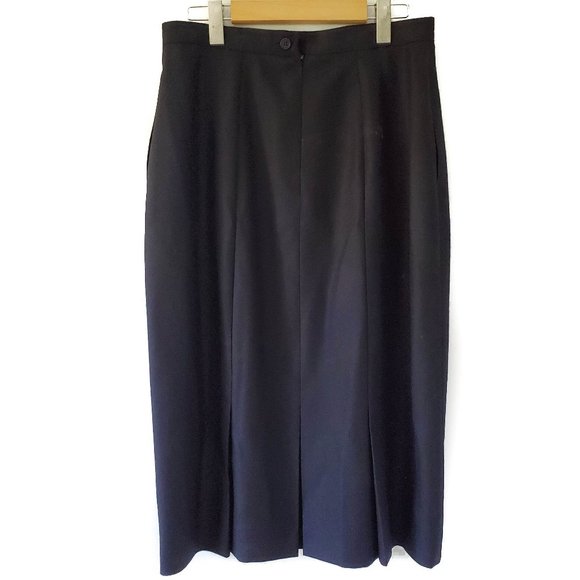 Henry White 100% Wool Black Pleated Skirt Size 14 - Picture 1 of 11
